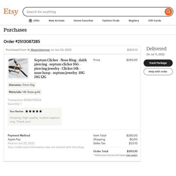 Septum Ring - Septum Clicker 10g, 7mm, 14k Rose Gold - Picture 5 of 5